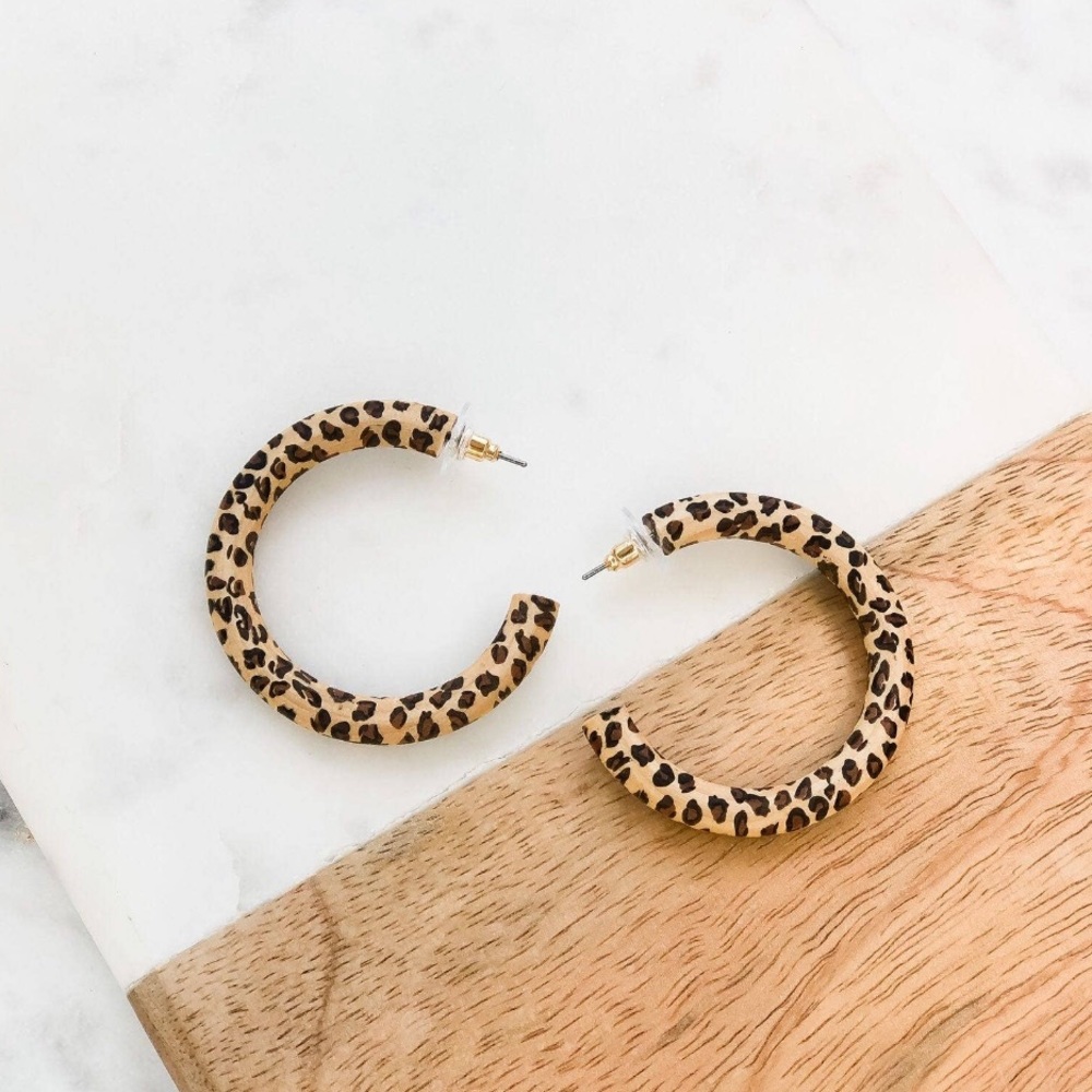 Leopard hoop earrings